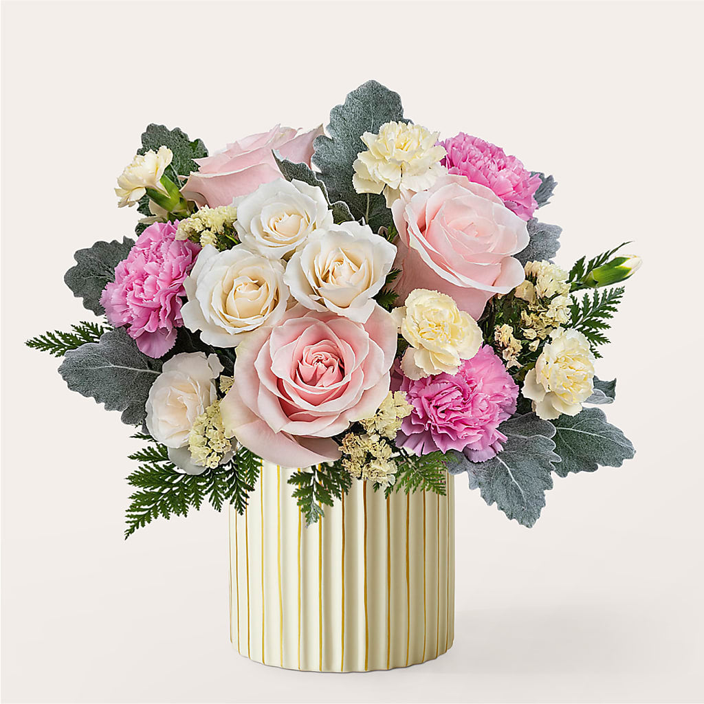 Blissful Moments Bouquet with Ivory Vase – Bloom Studio Llc, Indianapolis IN