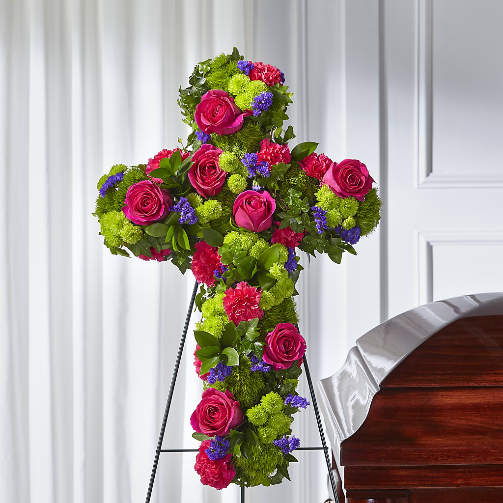 Cruz Floral Rosa de Homenaje