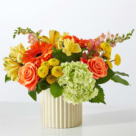 Autumn Sunshine Bouquet with Ivory Vase –  Bloom Studio Llc, Indianapolis IN