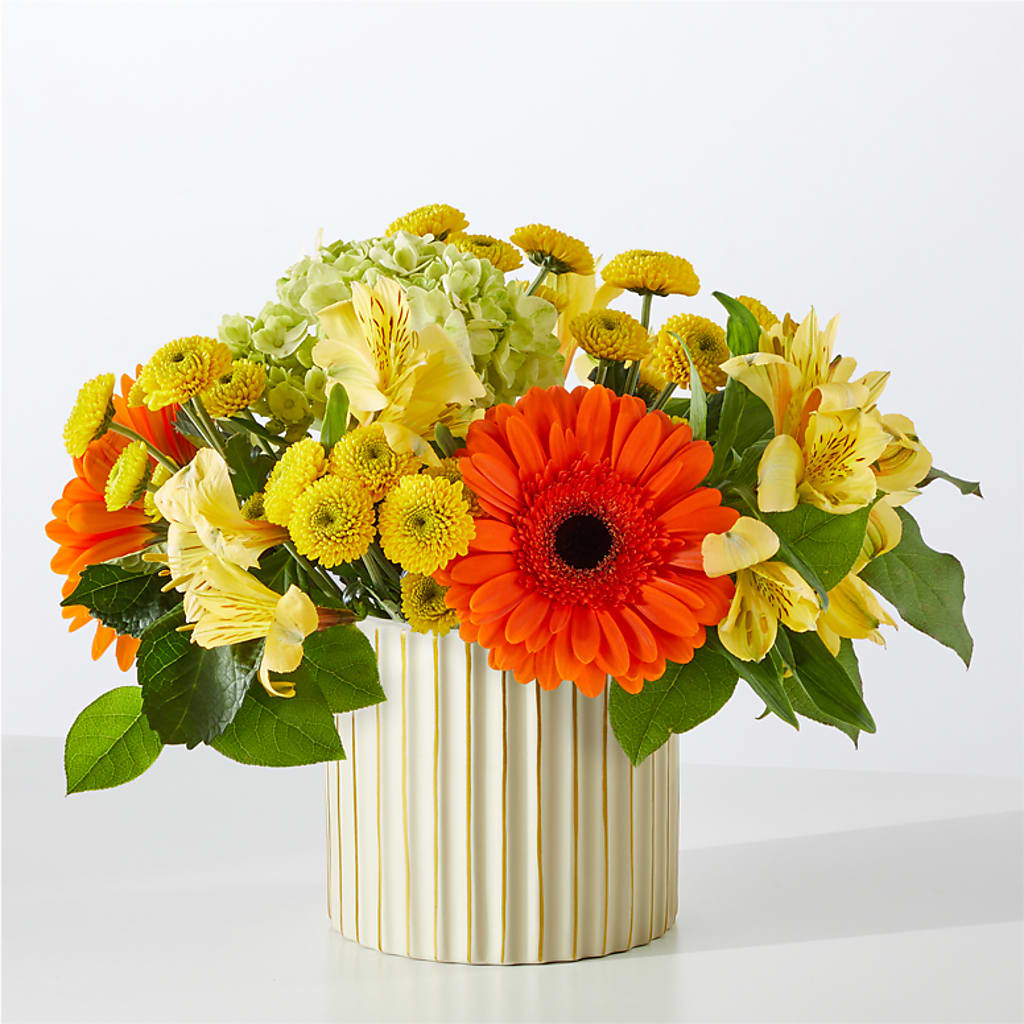 Autumn Sunshine Bouquet with Ivory Vase –  Bloom Studio Llc, Indianapolis IN