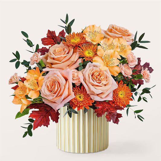 Spiced Latte Bouquet with Ivory Vase –  Bloom Studio Llc, Indianapolis IN