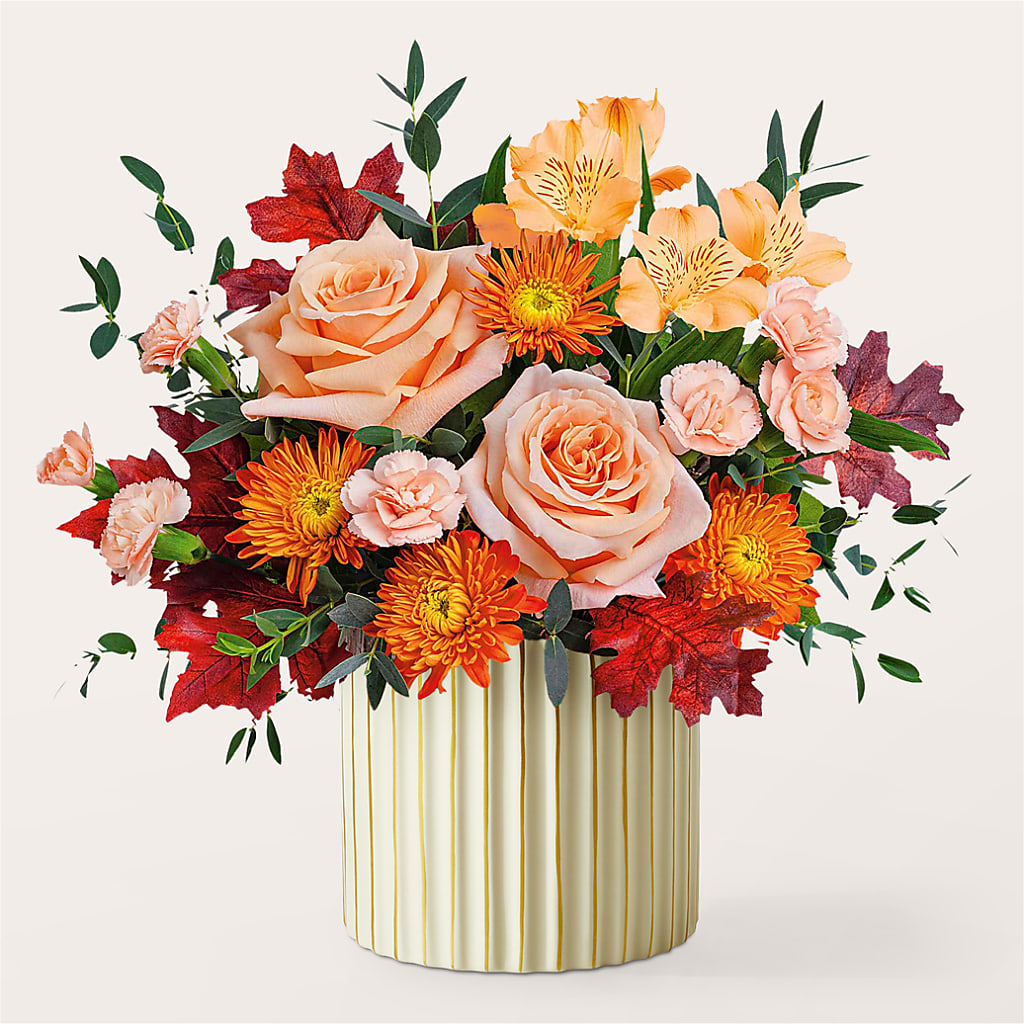 Spiced Latte Bouquet with Ivory Vase –  Bloom Studio Llc, Indianapolis IN
