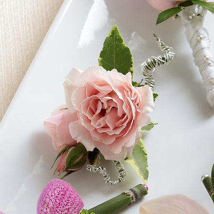 Pink Spray Rose Boutonniere –  Bloom Studio Llc, Indianapolis IN