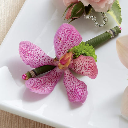 Pink Mokara Boutonniere –  Bloom Studio Llc, Indianapolis IN