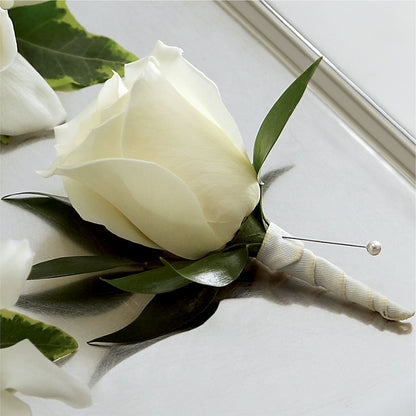 White Rose Boutonniere –  Bloom Studio Llc, Indianapolis IN